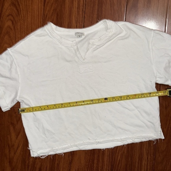 Habitual crop top t-shirt raw edges in white v neck size 14 - Picture 4 of 7